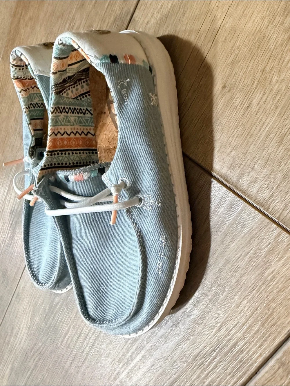 Hey Dude Kids Light Blue Canvas Moccasins